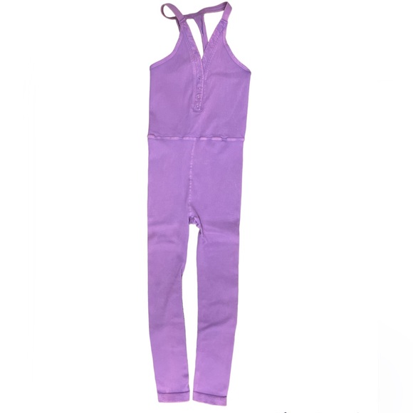 Free People Happiness Runs Henley Onesie purple M/L - Picture 2 of 4